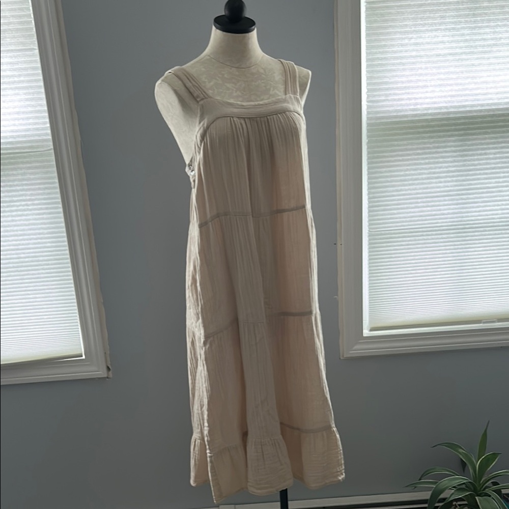 Sleeveless Japna Cream Maxi Dress or Beach Cover Up